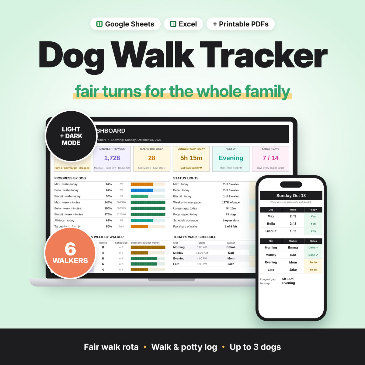Dog Walking Schedule & Family Walk Tracker (Digital Download) — photo 1