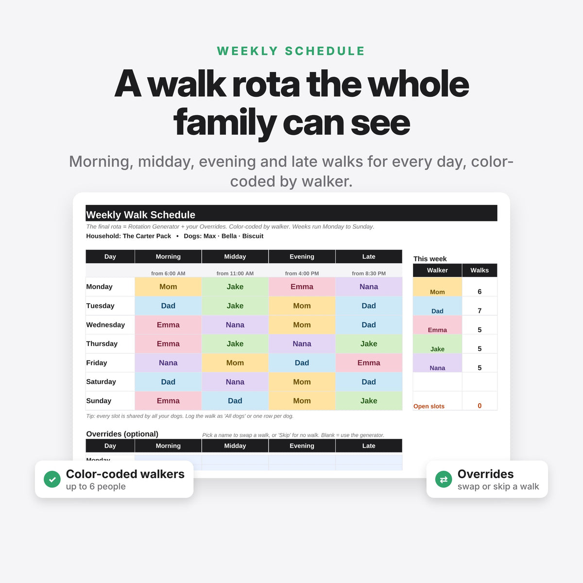 Dog Walking Schedule & Family Walk Tracker (Digital Download) — photo 4