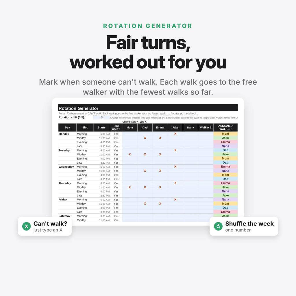 Dog Walking Schedule & Family Walk Tracker (Digital Download) — photo 5