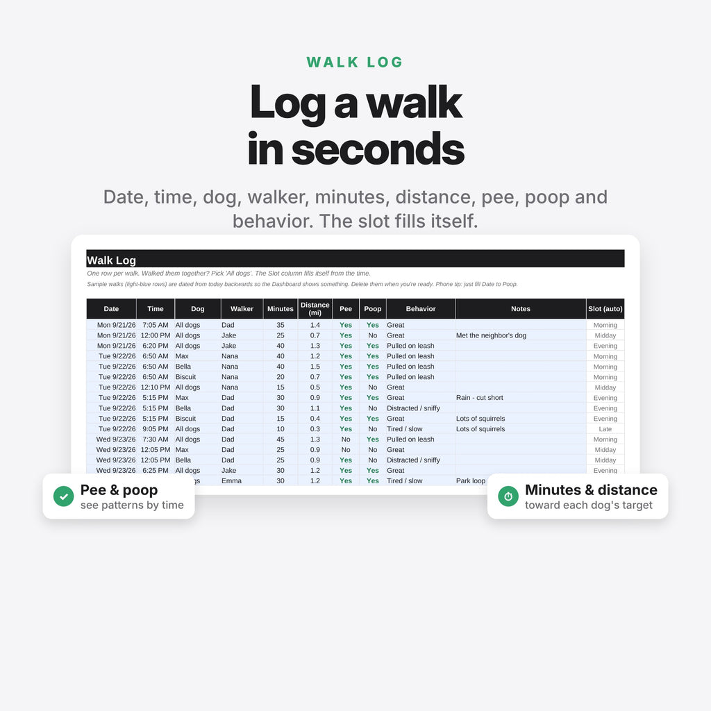 Dog Walking Schedule & Family Walk Tracker (Digital Download) — photo 6