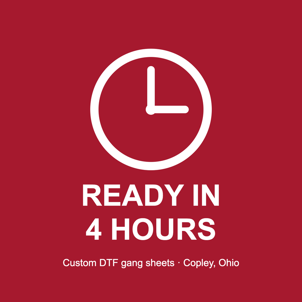 DTF transfers ready in 4 hours, Copley, Ohio