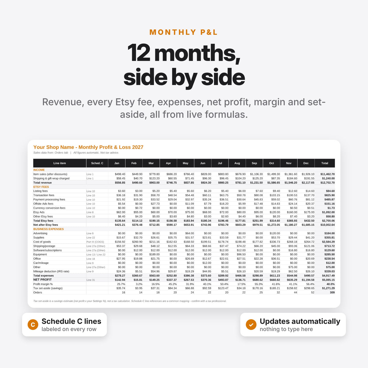 Etsy Seller Bookkeeping & Profit Tracker (Digital Download) — photo 5
