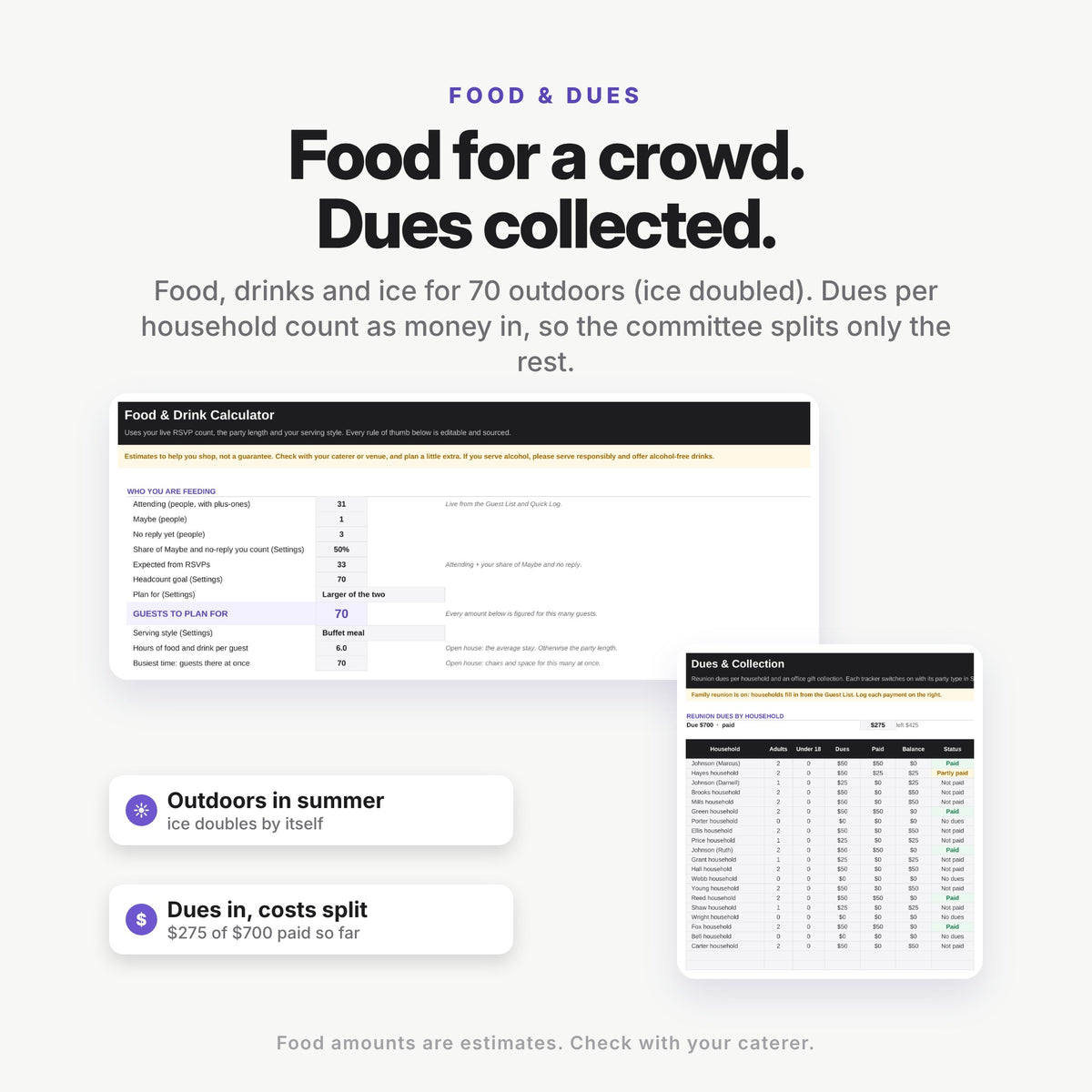 Family Reunion Planner Spreadsheet (Digital Download) — photo 5