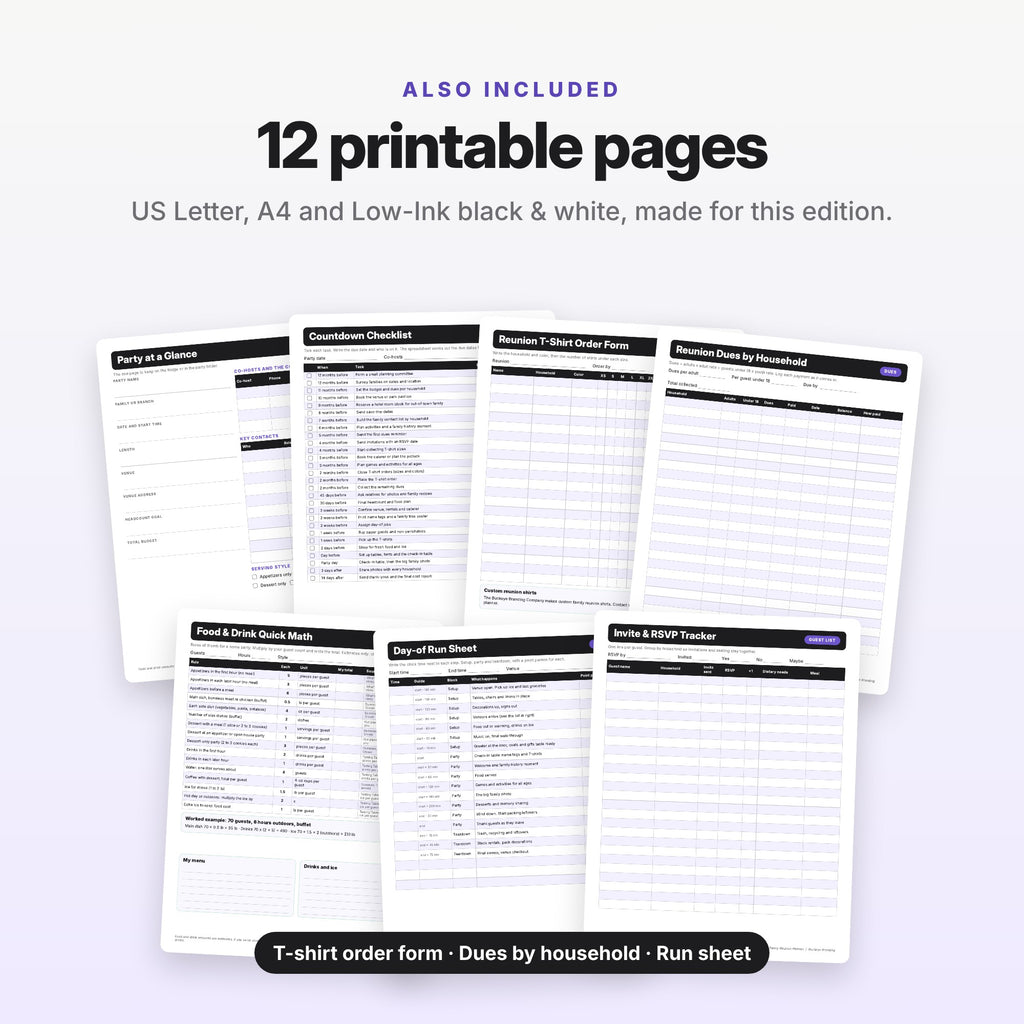 Family Reunion Planner Spreadsheet (Digital Download) — photo 8