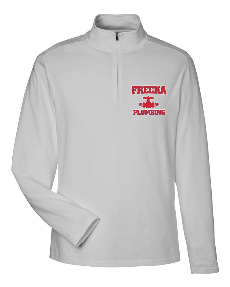 Frecka Plumbing Stretch Quarter-Zip in Grey (sample mockup)