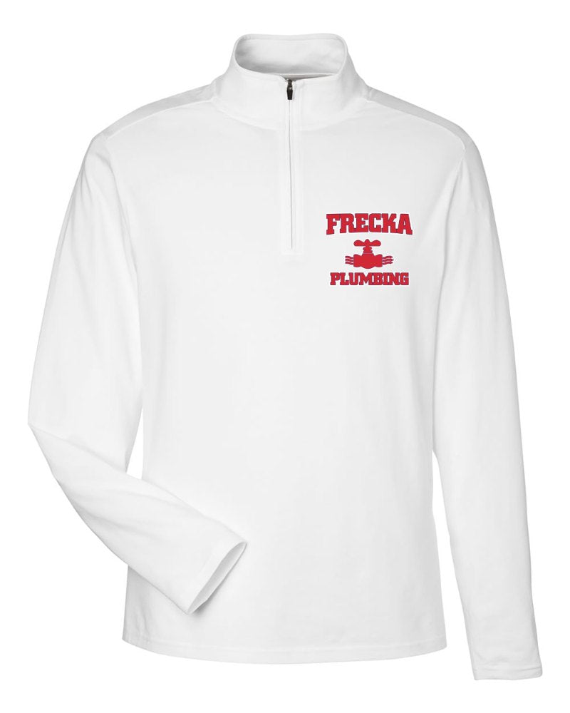 Frecka Plumbing Stretch Quarter-Zip in White (sample mockup)