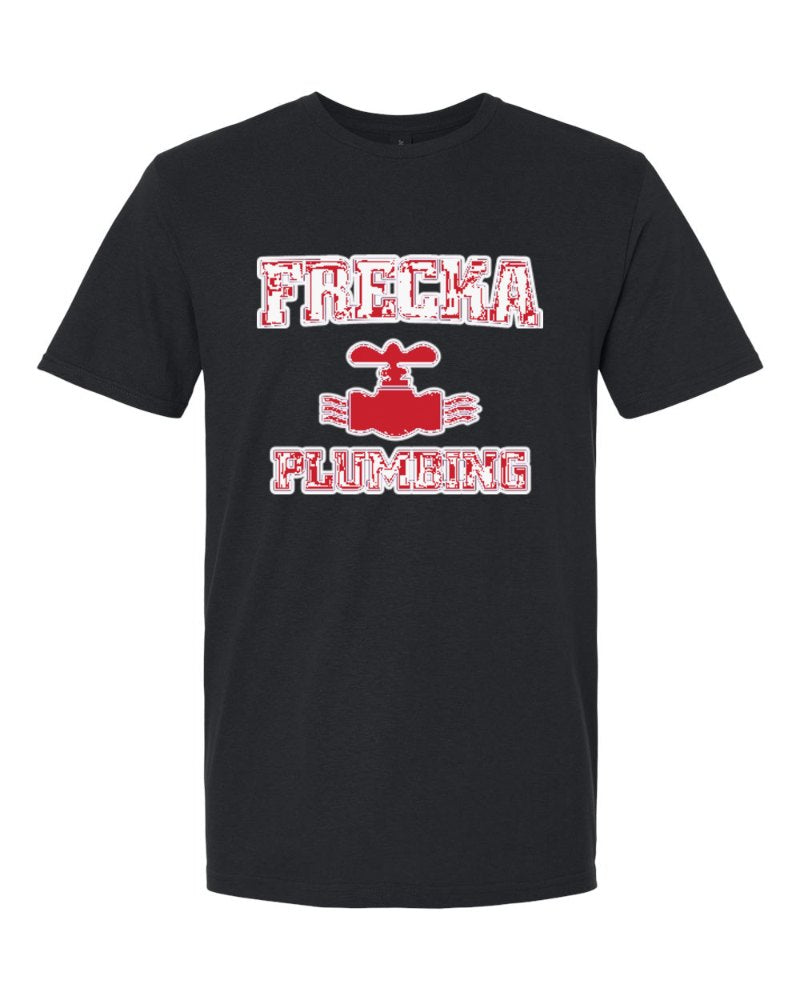 Frecka Plumbing Softstyle Tee in Black (sample mockup)