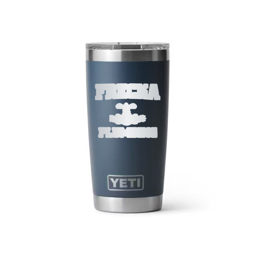 Frecka Plumbing YETI 20 oz Rambler in Navy (sample mockup)