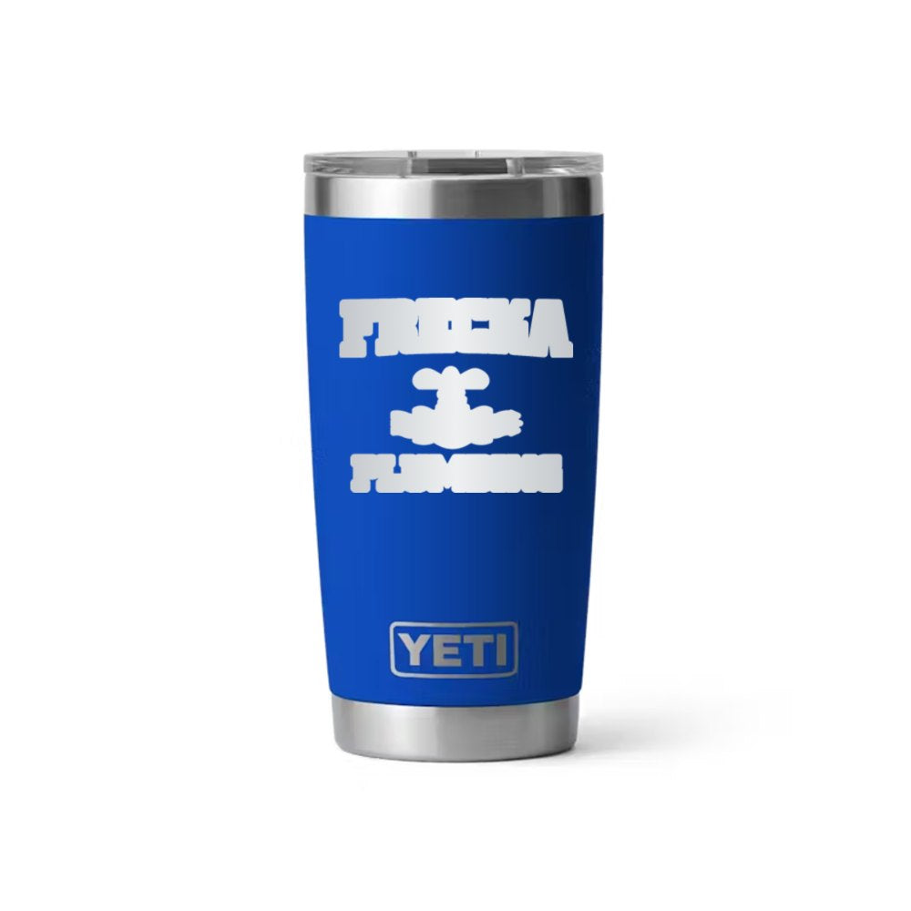 Frecka Plumbing YETI 20 oz Rambler in Royal Blue (sample mockup)
