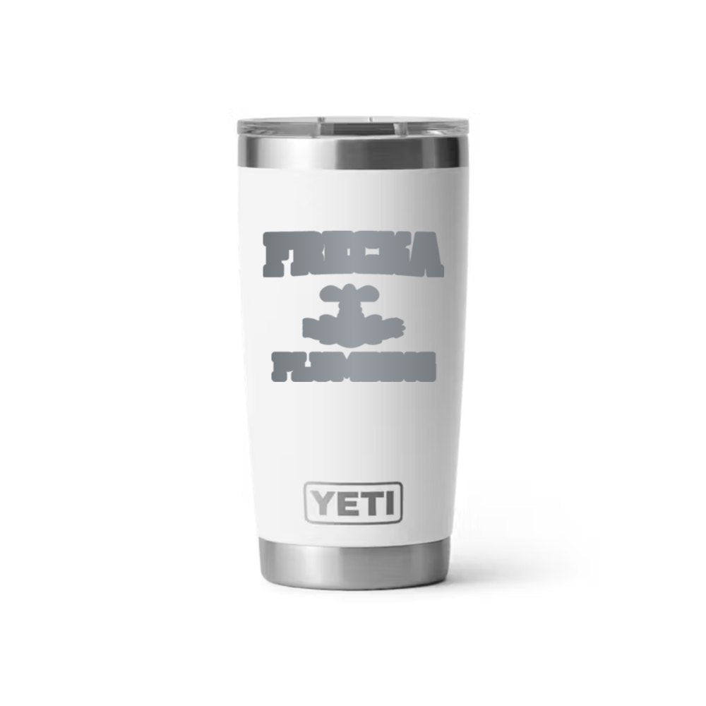 Frecka Plumbing YETI 20 oz Rambler in White (sample mockup)