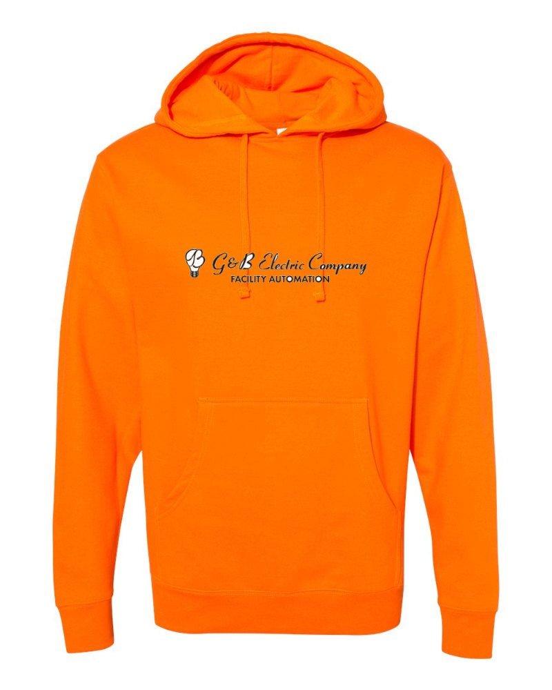 G & B Electric Independent Trading Hoodie in Safety Orange (sample mockup)