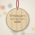 G & B Electric Logo Christmas Ornament in natural basswood (sample mockup)