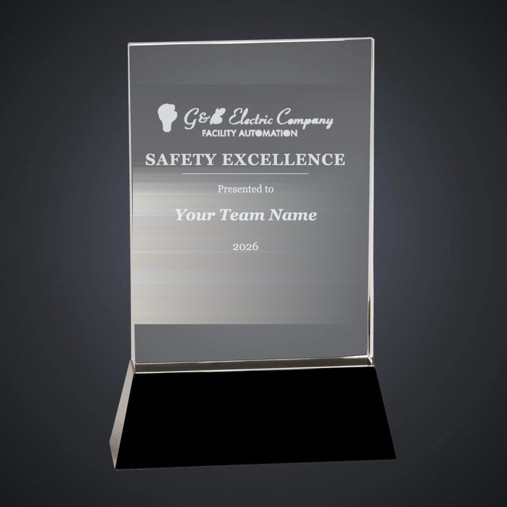 G & B Electric Safety Excellence Crystal Award (sample mockup)