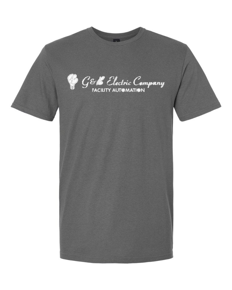 G & B Electric Softstyle Tee in Charcoal (sample mockup)