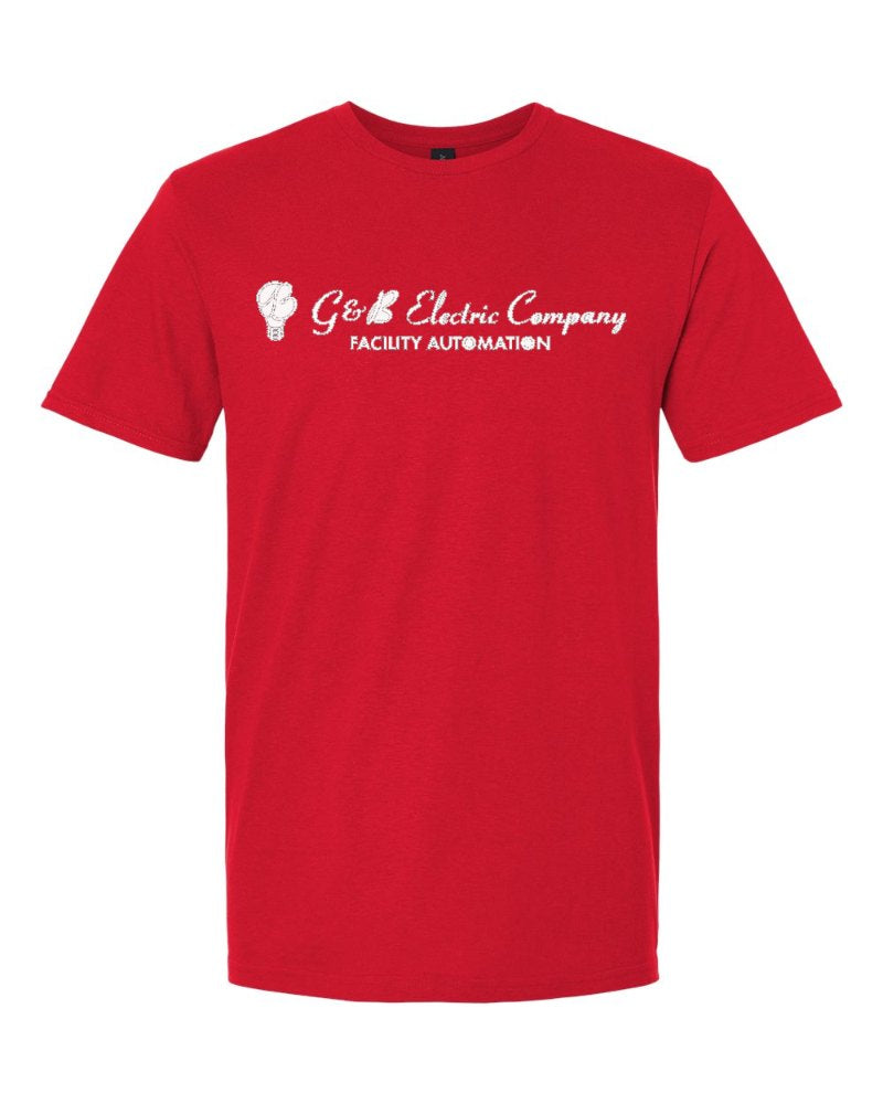 G & B Electric Softstyle Tee in Red (sample mockup)