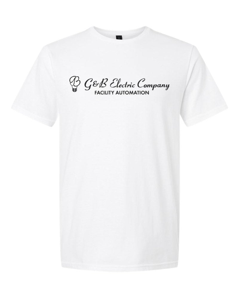 G & B Electric Softstyle Tee in White (sample mockup)