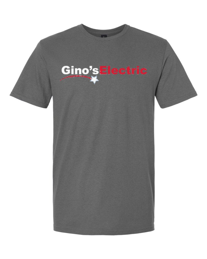 Gino's Electric Softstyle Tee in Charcoal (sample mockup)