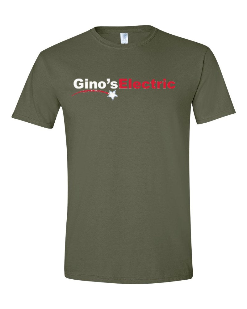 Gino's Electric Softstyle Tee in Military Green (sample mockup)