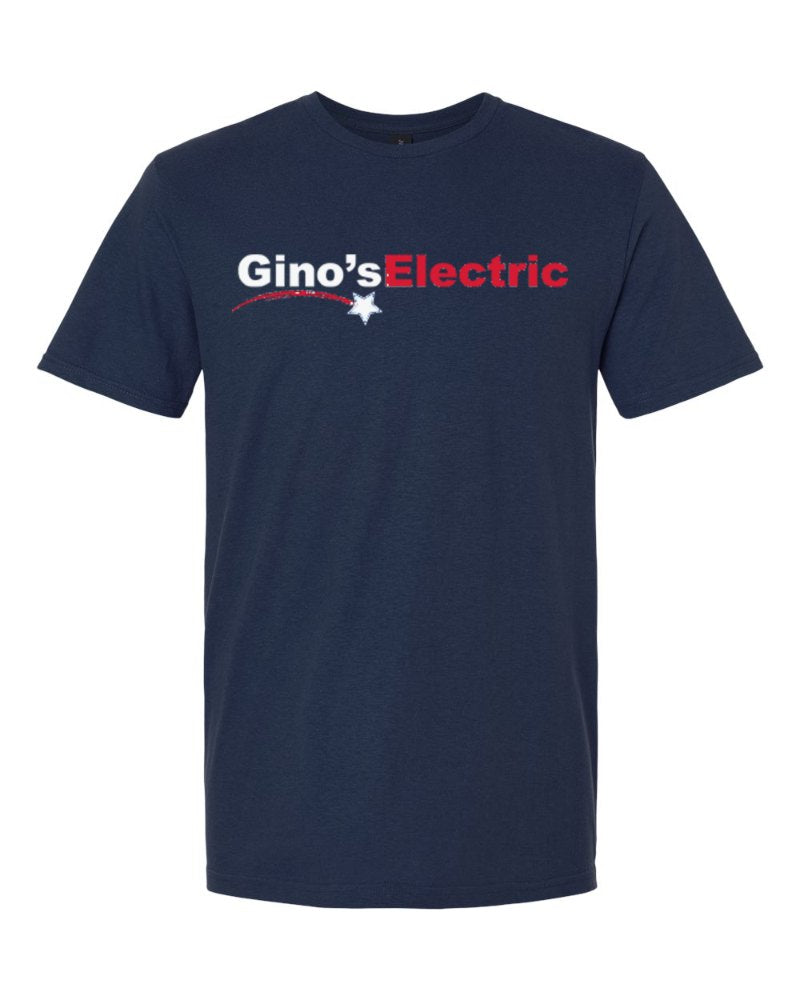 Gino's Electric Softstyle Tee in Navy (sample mockup)