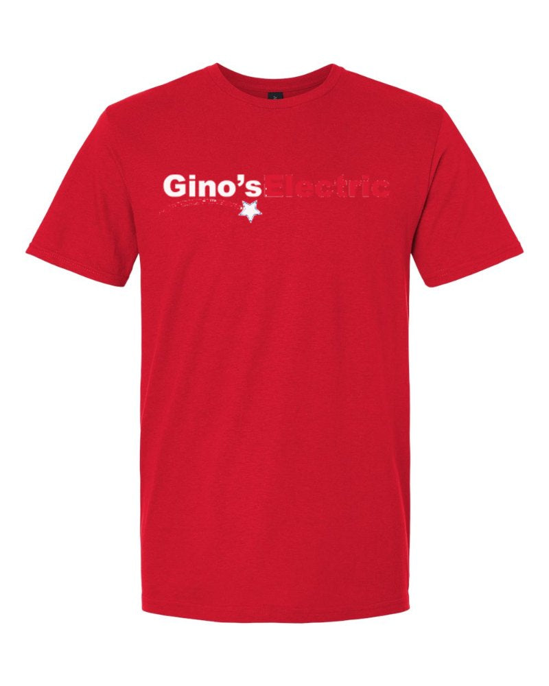 Gino's Electric Softstyle Tee in Red (sample mockup)