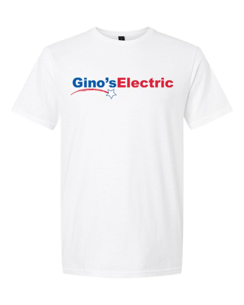 Gino's Electric Softstyle Tee in White (sample mockup)