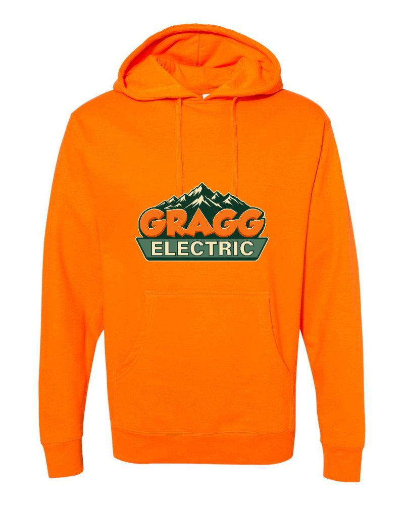 Gragg Electrical Independent Trading Hoodie in Safety Orange (sample mockup)