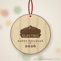 Gragg Electrical Logo Christmas Ornament in natural basswood (sample mockup)