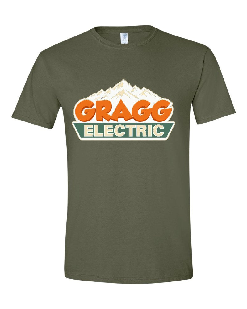 Gragg Electrical Softstyle Tee in Military Green (sample mockup)