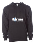 Harner Plumbing Independent Trading Hoodie in Black (sample mockup)