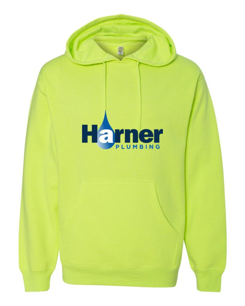 Harner Plumbing Independent Trading Hoodie in Safety Yellow (sample mockup)
