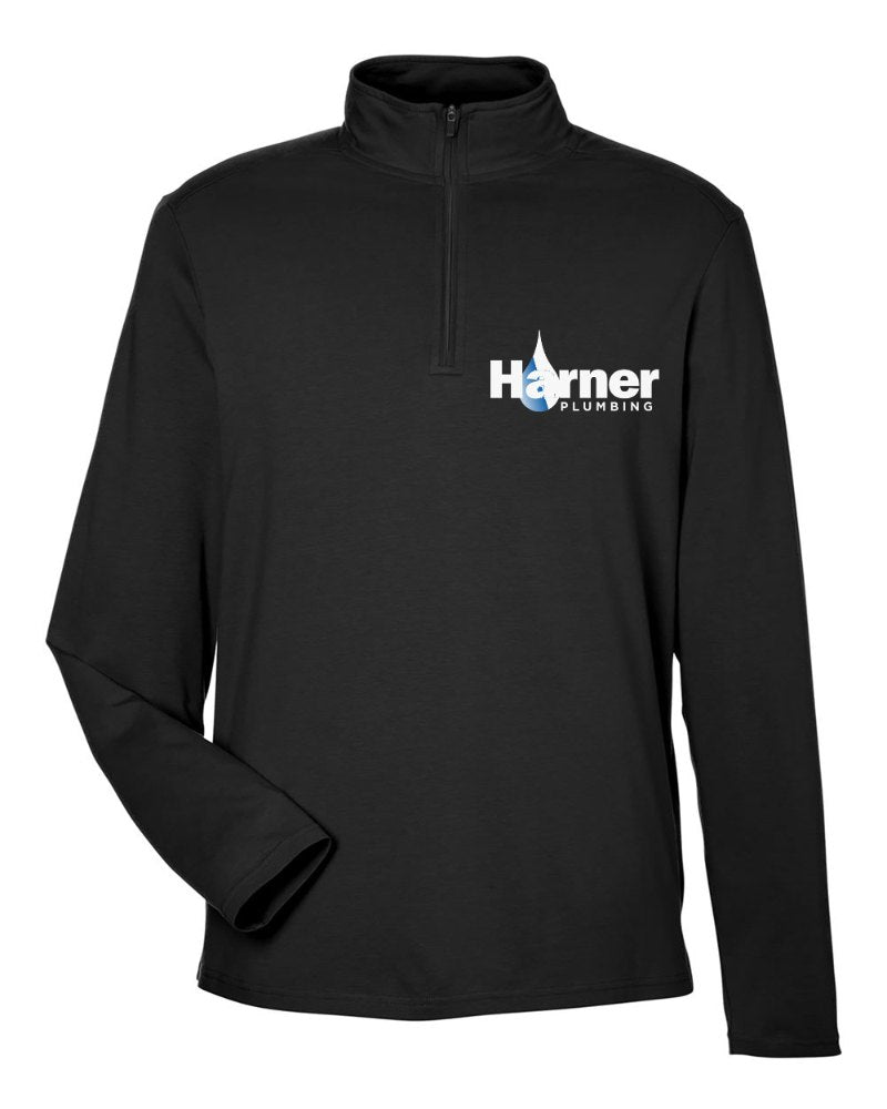 Harner Plumbing Stretch Quarter-Zip in Black (sample mockup)