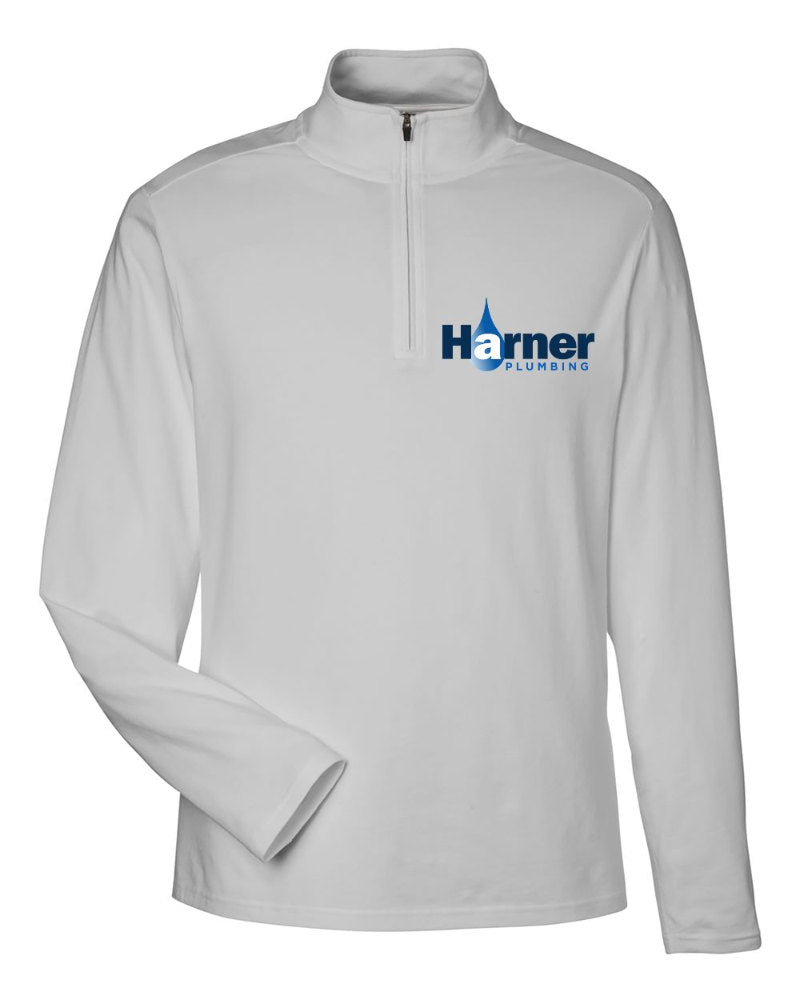 Harner Plumbing Stretch Quarter-Zip in Grey (sample mockup)