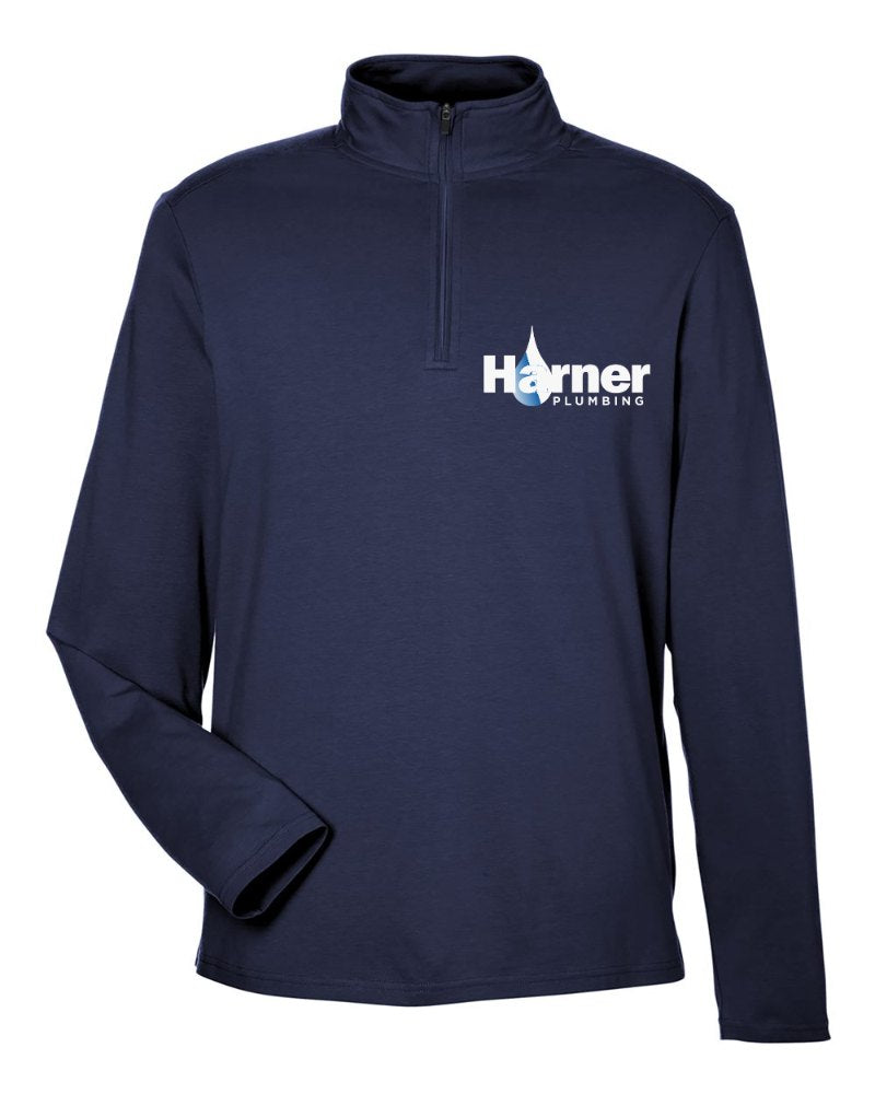 Harner Plumbing Stretch Quarter-Zip in Navy (sample mockup)