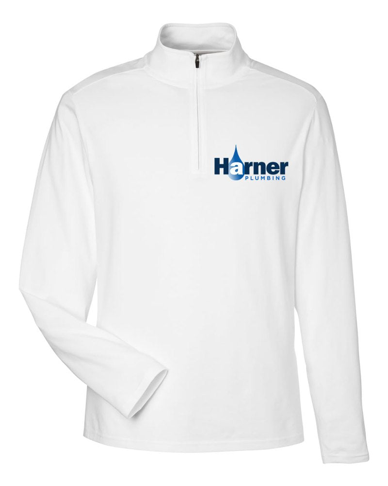Harner Plumbing Stretch Quarter-Zip in White (sample mockup)