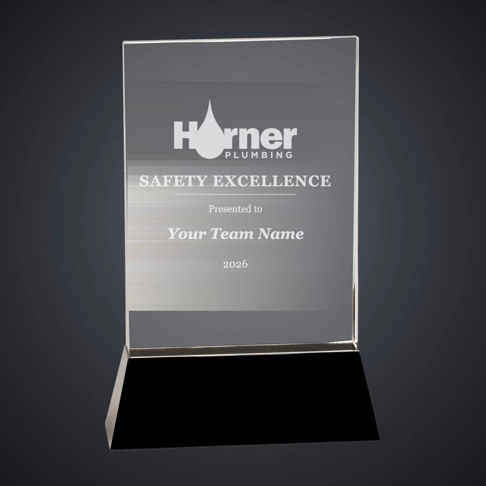 Harner Plumbing Safety Excellence Crystal Award (sample mockup)