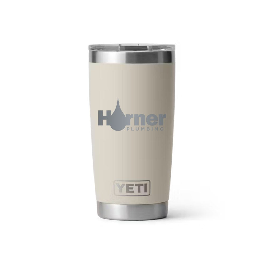 Harner Plumbing YETI 20 oz Rambler in Cape Taupe (sample mockup)