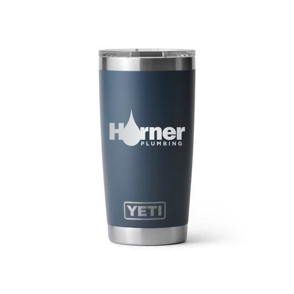 Harner Plumbing YETI 20 oz Rambler in Navy (sample mockup)