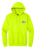 Safety Green hoodie with Buckeye Branding logo - sample decoration