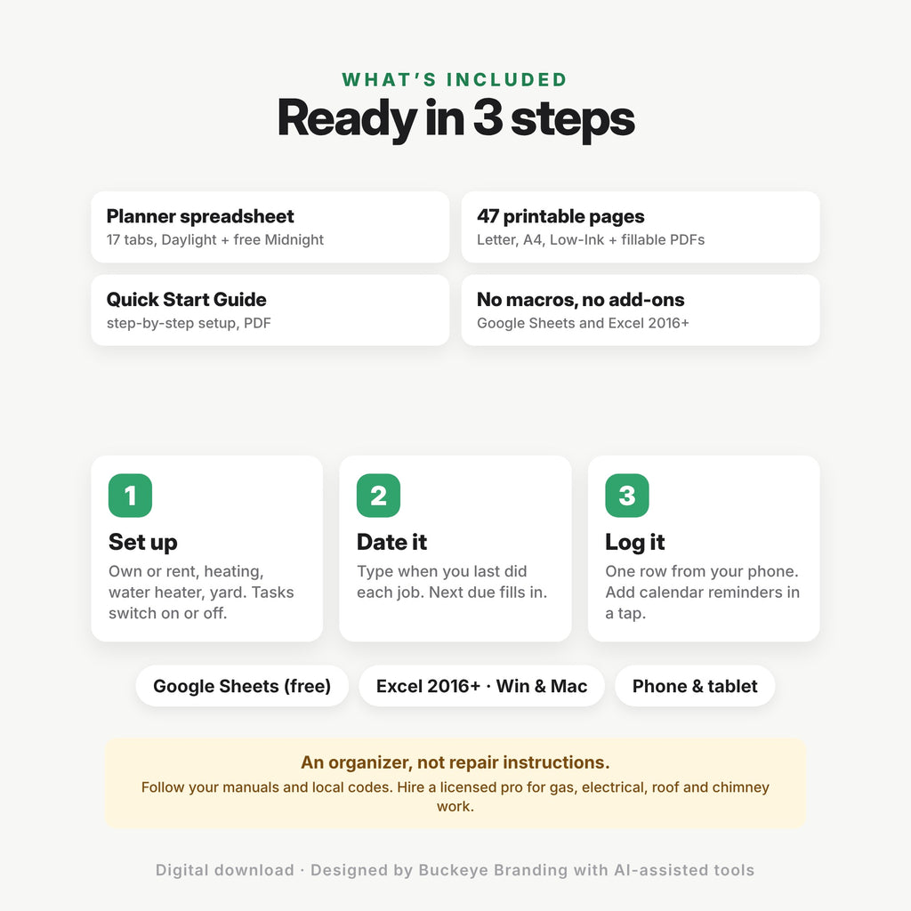 Home Maintenance Planner Spreadsheet (Digital Download) — photo 10