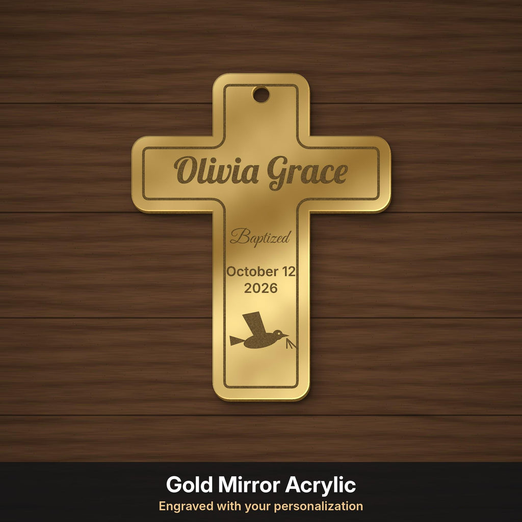 Personalized baptism cross ornament