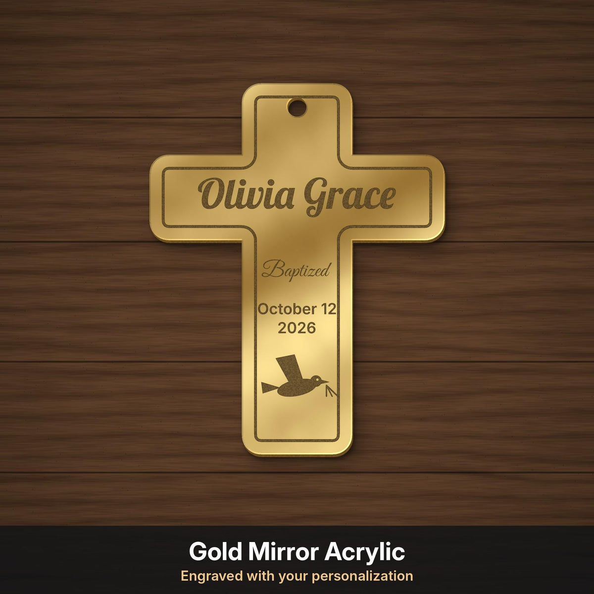 Personalized baptism cross ornament
