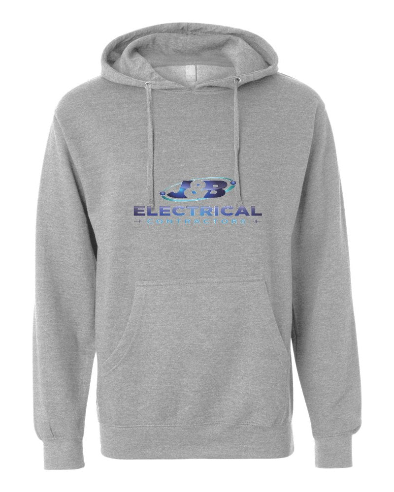 J & B Electrical Independent Trading Hoodie in Grey Heather (sample mockup)