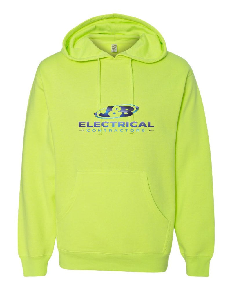 J & B Electrical Independent Trading Hoodie in Safety Yellow (sample mockup)