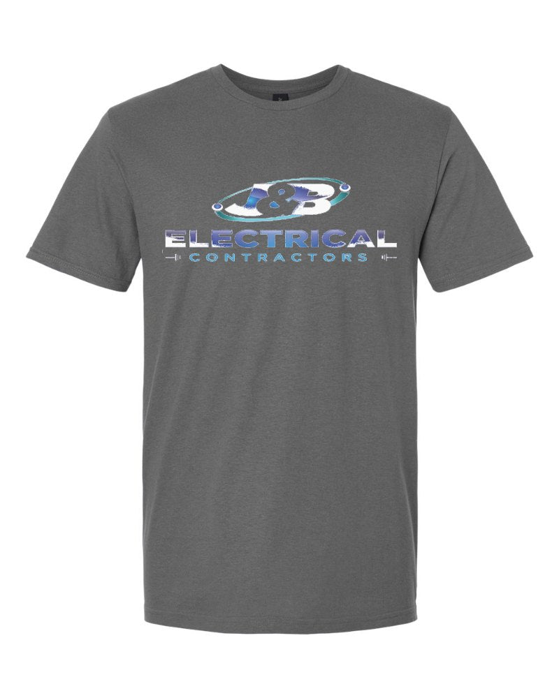 J & B Electrical Softstyle Tee in Charcoal (sample mockup)