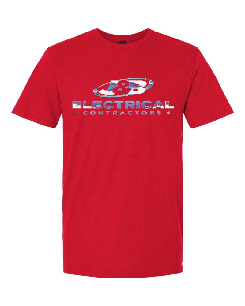 J & B Electrical Softstyle Tee in Red (sample mockup)