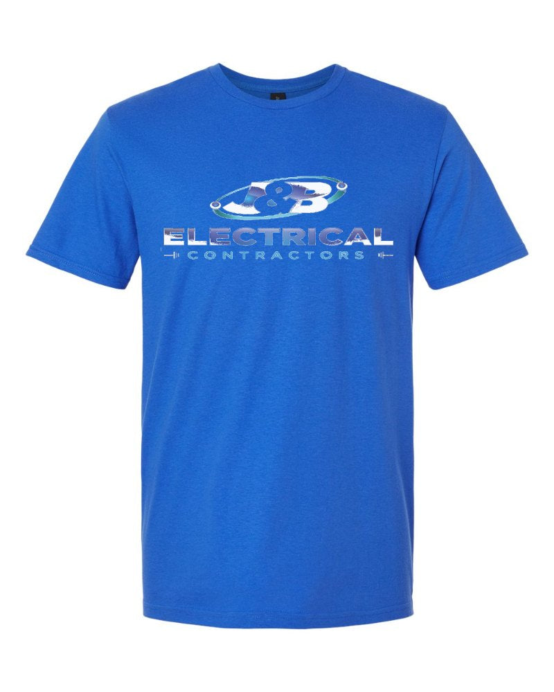 J & B Electrical Softstyle Tee in Royal (sample mockup)