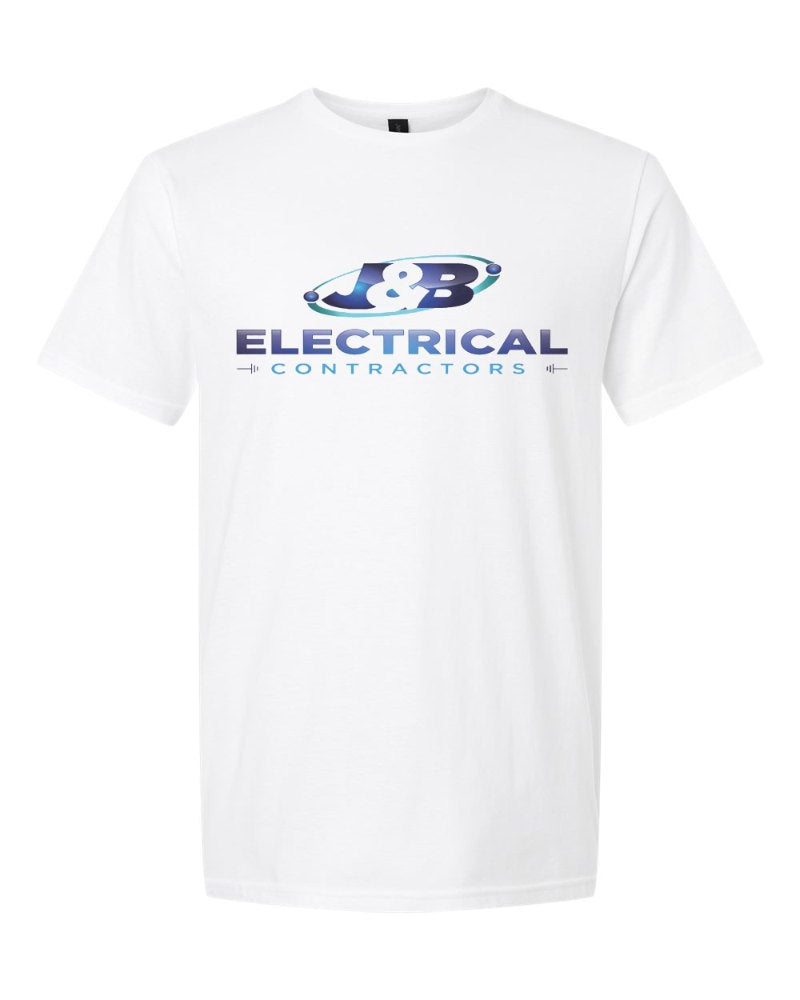 J & B Electrical Softstyle Tee in White (sample mockup)