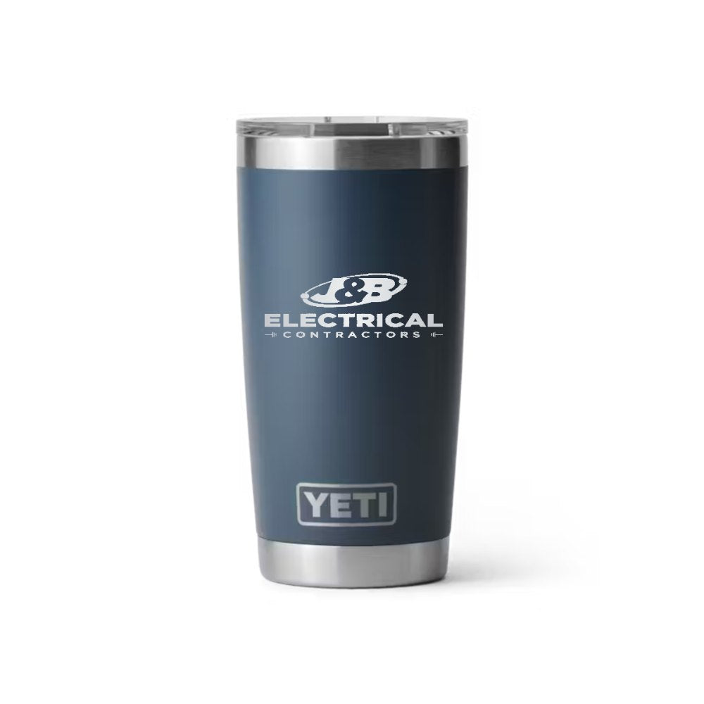 J & B Electrical YETI 20 oz Rambler in Navy (sample mockup)