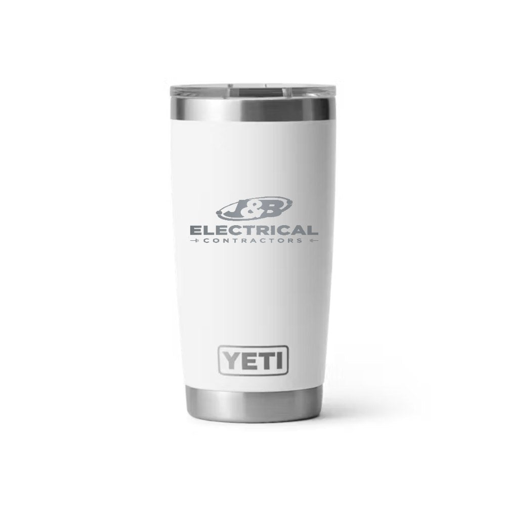 J & B Electrical YETI 20 oz Rambler in White (sample mockup)