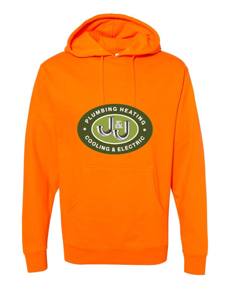 J&J Independent Trading Hoodie in Safety Orange (sample mockup)